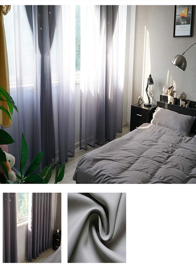 ABREEZE Kids Star Blackout Curtains - Gradient Tulle Overlay Double Layer Sparkle Star Cut Out Curtains (1 Panel, 59 x 63 inch, Grey) - Image 3